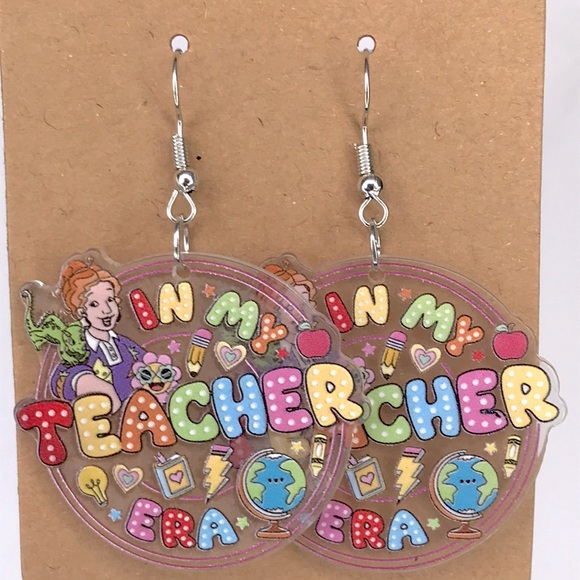 Jewelry - Acrylic Colorful Dangle Earrings Fun Teacher Design